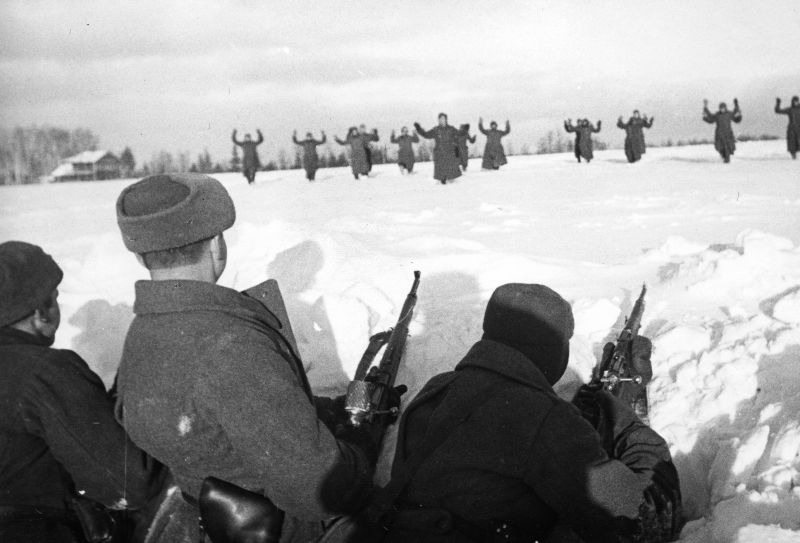 Бойцы Красной армии под Москвой, зима 1941–1942